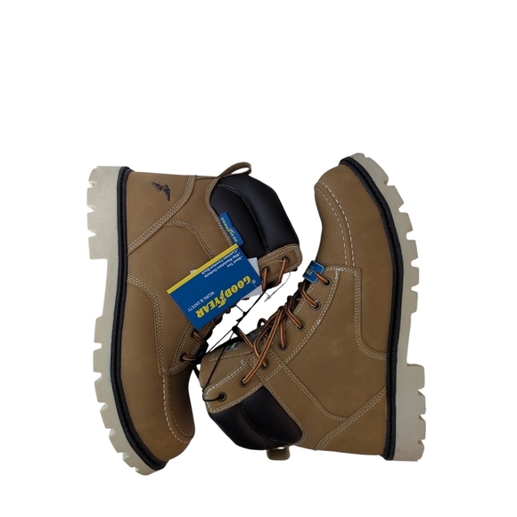 Goodyear Men\'s Penn Steel Toe Work Boots Water Resistant Wheat Size 11 main image 4